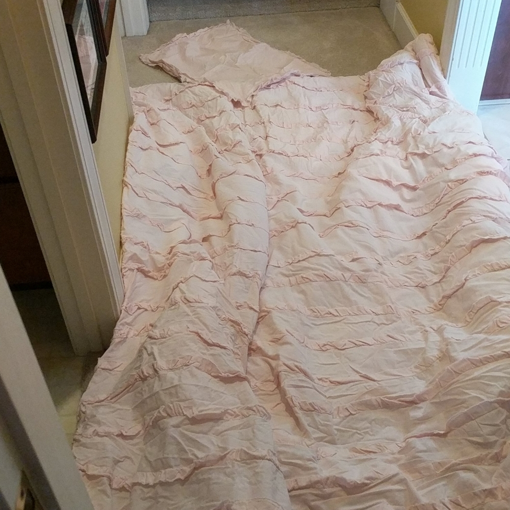 Pink Twin Bed Comforter with Matching Pillow Sham